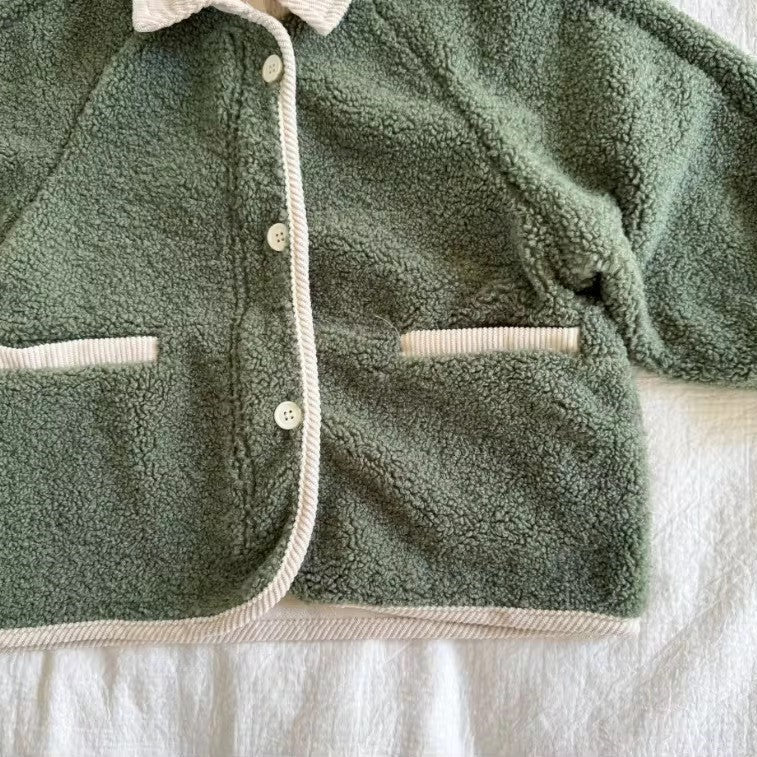 Bertie Button Up Sherpa Teddy Coat (Forest Green)